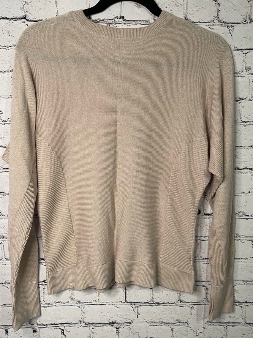 Lululemon Rose Beige Cashmere Blend Ribbed Panel Pullover Sweater Size 6 / Small - Picture 3 of 5